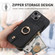 iPhone 15 Pro Max Cross Leather Ring Vertical Zipper Wallet Back Phone Case - Black