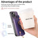 iPhone 15 Pro Max Cross Leather Ring Vertical Zipper Wallet Back Phone Case - Purple
