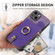 iPhone 15 Pro Max Cross Leather Ring Vertical Zipper Wallet Back Phone Case - Purple
