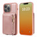 iPhone 15 Pro Max Crossbody Lanyard Zipper Wallet Leather Phone Case - Rose Gold