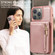 iPhone 15 Pro Max Crossbody Lanyard Zipper Wallet Leather Phone Case - Rose Gold