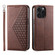 iPhone 15 Pro Max Cubic Grid Calf Texture Magnetic Leather Phone Case - Brown
