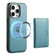 iPhone 15 Pro Max Denior Cowhide Texture Leather MagSafe Detachable Wallet Phone Case - Blue