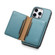 iPhone 15 Pro Max Denior Cowhide Texture Leather MagSafe Detachable Wallet Phone Case - Blue