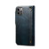 iPhone 15 Pro Max Denior Oil Wax Cowhide Magnetic Button Genuine Leather Case - Dark Blue