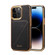 iPhone 15 Pro Max Denior Oil Wax Leather Electroplating Card Slot Holder Phone Case - Black