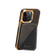 iPhone 15 Pro Max Denior Oil Wax Leather Electroplating Card Slot Holder Phone Case - Black