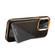 iPhone 15 Pro Max Denior Oil Wax Leather Electroplating Card Slot Holder Phone Case - Black