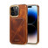 iPhone 15 Pro Max Denior Oil Wax Leather Electroplating Card Slot Holder Phone Case - Brown