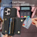 iPhone 15 Pro Max DF-09 Crossbody Litchi texture Card Bag Design PU Phone Case - Black