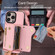 iPhone 15 Pro Max DF-09 Crossbody Litchi texture Card Bag Design PU Phone Case - Pink
