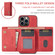 iPhone 15 Pro Max DG.MING M1 Series 3-Fold Multi Card Wallet Leather Phone Case - Red