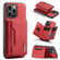 iPhone 15 Pro Max DG.MING M2 Series 3-Fold Card Bag Wallet Leather Phone Case - Red