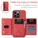 iPhone 15 Pro Max DG.MING M2 Series 3-Fold Card Bag Wallet Leather Phone Case - Red