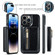 iPhone 15 Pro Max DG.MING M3 Series Glitter Powder Card Bag Leather Phone Case - Black