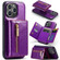 iPhone 15 Pro Max DG.MING M3 Series Glitter Powder Card Bag Leather Phone Case - Dark Purple