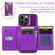 iPhone 15 Pro Max DG.MING M3 Series Glitter Powder Card Bag Leather Phone Case - Dark Purple