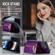 iPhone 15 Pro Max DG.MING M3 Series Glitter Powder Card Bag Leather Phone Case - Dark Purple