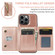 iPhone 15 Pro Max DG.MING M3 Series Glitter Powder Card Bag Leather Phone Case - Rose Gold