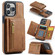 iPhone 15 Pro Max DG.MING M5 Series Zip RFID Multi Card Detachable Leather Phone Case - Brown