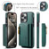 iPhone 15 Pro Max DG.MING M5 Series Zip RFID Multi Card Detachable Leather Phone Case - Green