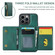 iPhone 15 Pro Max DG.MING M5 Series Zip RFID Multi Card Detachable Leather Phone Case - Green