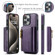 iPhone 15 Pro Max DG.MING M5 Series Zip RFID Multi Card Detachable Leather Phone Case - Purple