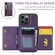 iPhone 15 Pro Max DG.MING M5 Series Zip RFID Multi Card Detachable Leather Phone Case - Purple