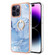 iPhone 15 Pro Max Electroplating Marble Dual-side IMD Phone Case with Ring - Blue 018