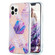 iPhone 15 Pro Max Electroplating Splicing Marble Flower Pattern Dual-side IMD TPU Shockproof Phone Case - Light Purple iPhone 15 Pro Max Electroplating Splicing Marble Flower Pattern Dual-side IMD TPU Shockproof Phone Case - Light Purple
