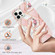 iPhone 15 Pro Max Electroplating Splicing Marble Flower Pattern TPU Shockproof Case - Pink Flower