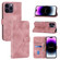 iPhone 15 Pro Max Embossed Line Leather Phone Case with Lanyard - Pink