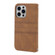 iPhone 15 Pro Max Embossed Stripes Skin Feel Leather Phone Case - Brown