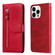 iPhone 15 Pro Max Fashion Calf Texture Zipper Leather Phone Case - Red