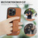 iPhone 15 Pro Max Fierre Shann Oil Wax Cow Leather Card Holder Back Phone Case - Brown