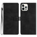 iPhone 15 Pro Max Flower Butterfly Embossing Pattern Leather Phone Case - Black