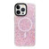 iPhone 15 Pro Max Gold Armor MagSafe Glitter Epoxy Phone Case - Pink