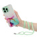 iPhone 15 Pro Max Hollow Marble Pattern TPU Shockproof Phone Case with Rope - Green