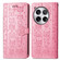 OnePlus 12 Cat and Dog Embossed Leather Phone Case - Pink