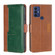 TCL 30 SE/306/305/Sharp Aqous V6/V6 Plus Contrast Color Side Buckle Leather Phone Case - Light Brown + Green