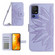 TCL 40 SE HT04 Skin Feel Sun Flower Embossed Flip Leather Phone Case with Lanyard - Purple