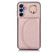 Samsung Galaxy A15 4G / 5G YM007 Ring Holder Card Bag Skin Feel Phone Case - Rose Gold