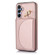 Samsung Galaxy A15 4G / 5G YM007 Ring Holder Card Bag Skin Feel Phone Case - Rose Gold