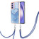 Samsung Galaxy A15 5G Electroplating Marble Dual-side IMD Phone Case with Lanyard - Blue 018