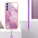 Samsung Galaxy A15 5G Electroplating Marble Dual-side IMD Phone Case with Lanyard - Purple 001