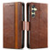 Samsung Galaxy A25 5G CaseNeo Splicing Dual Magnetic Buckle Leather Phone Case - Brown