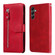 Samsung Galaxy A25 5G Global Fashion Calf Texture Zipper Leather Phone Case - Red