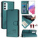 Samsung Galaxy A35 5G Cat Rat Embossed Pattern RFID Leather Phone Case with Lanyard - Peacock Green