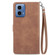 Motorola Moto G Play 2024 Embossed Flower Zipper Leather Phone Case - Brown