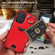 Samsung Galaxy A52 5G / 4G / A52s 5G Calf Texture Card Slot Ring Holder Phone Case - Red